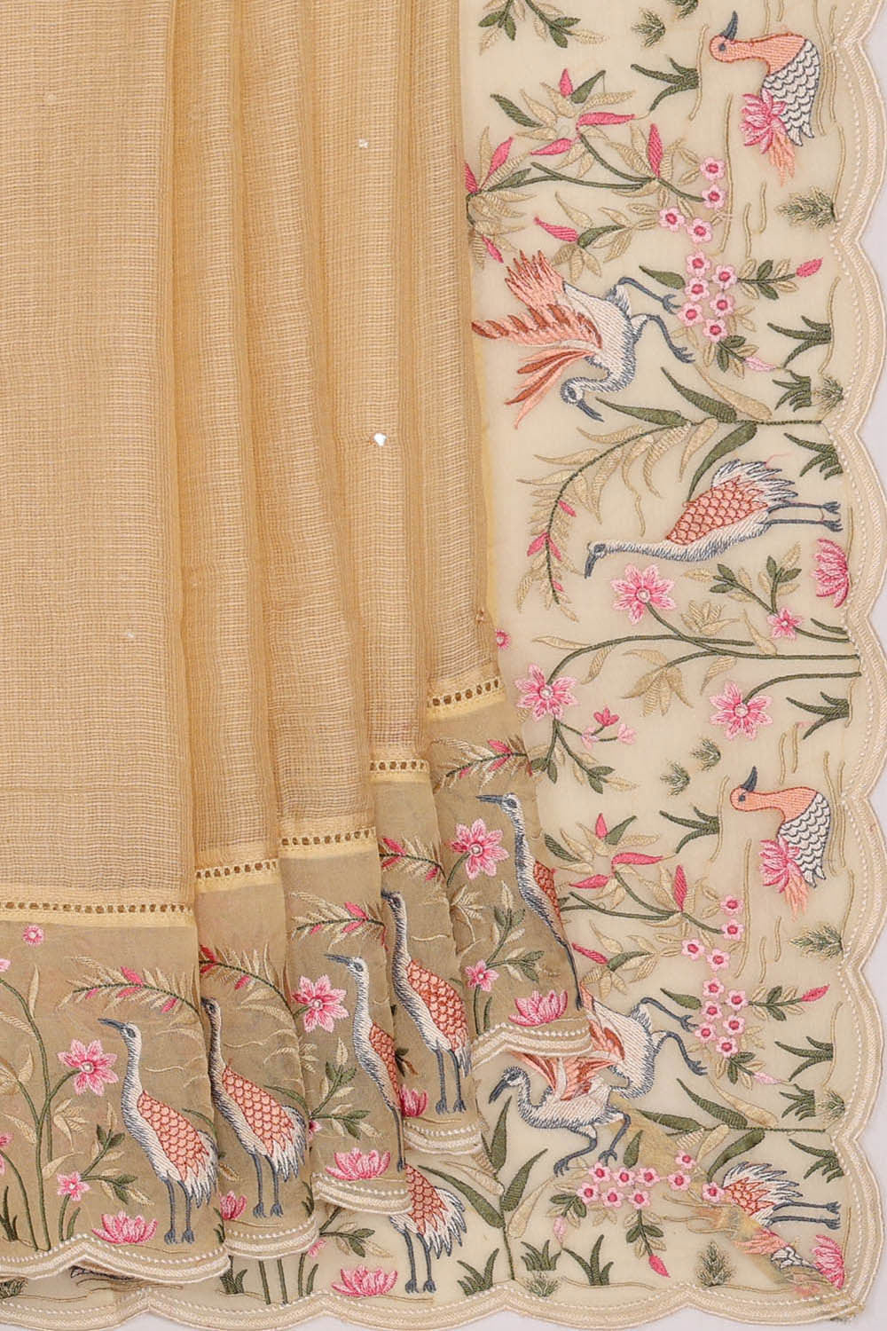 Kota Cream Embroidered Saree
