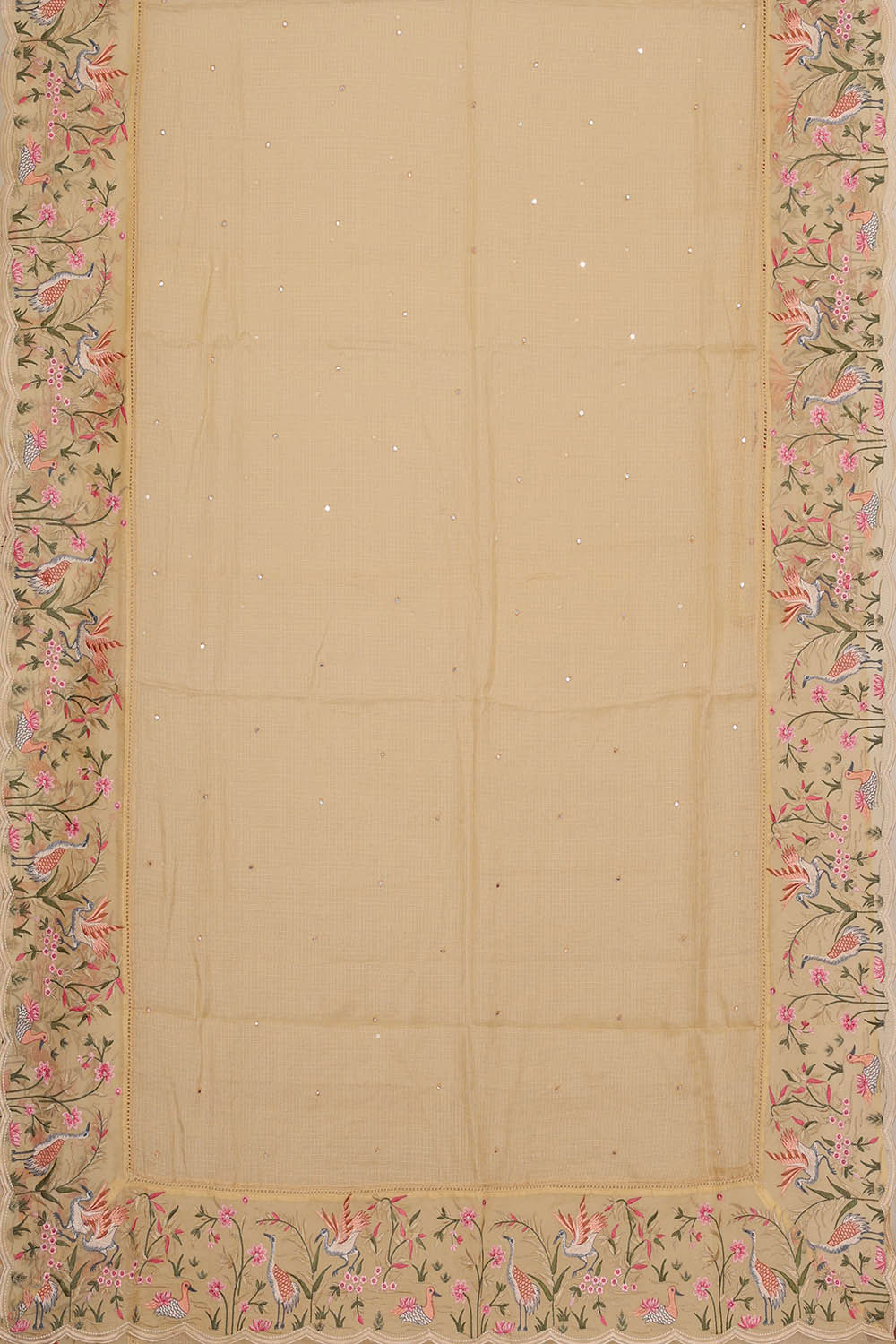 Kota Cream Embroidered Saree