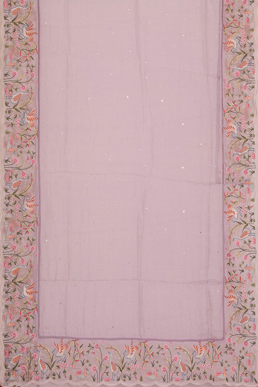 Image of Kota Light Lavender Embroidered Saree