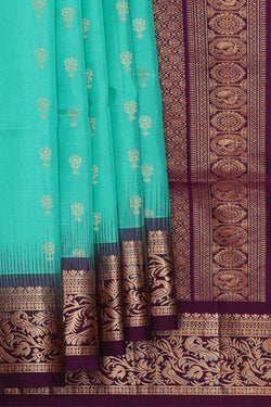 Image of Turquoise Blue Silk Saree