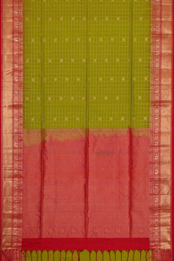 Image of Parrot Green Silk Saree
