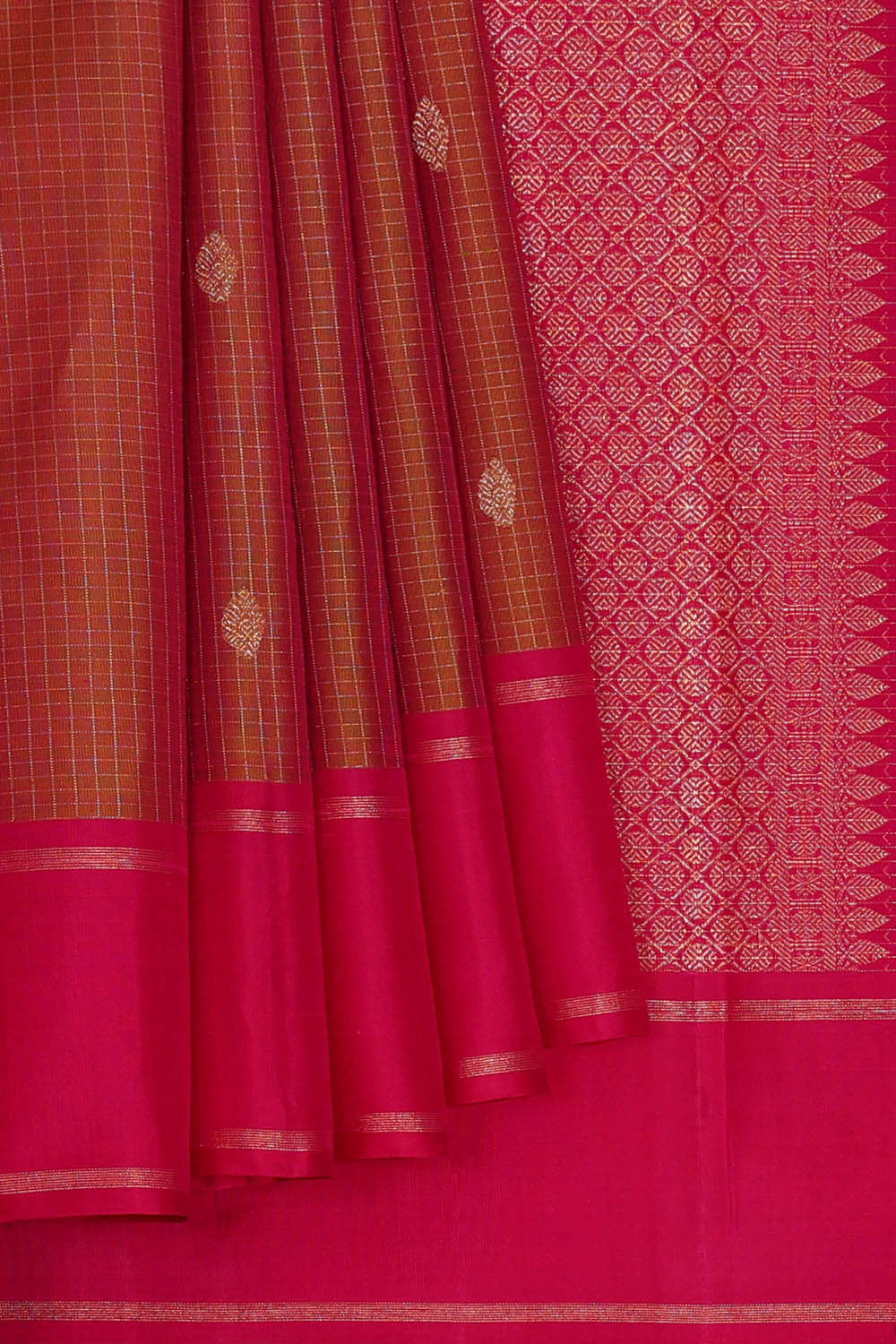 Image of Arani Silk Reddish Brown Saree