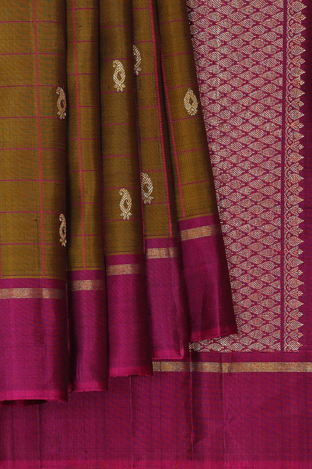 Image of Arani Silk Mehndi Green Saree