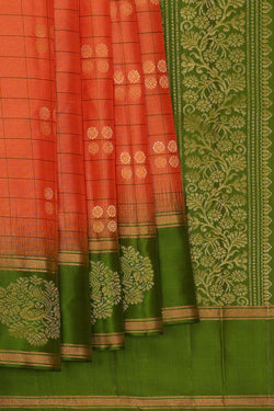 Image of Kanchipattu Dark Peach Brocade Saree