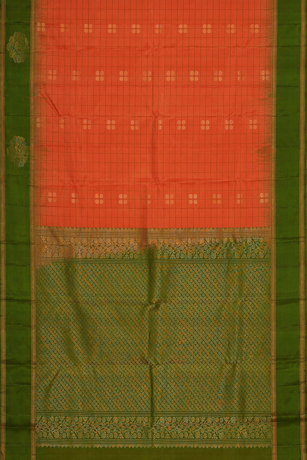 Kanchipattu Dark Peach Brocade Saree