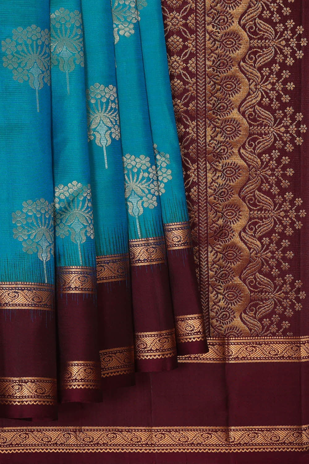 Kanchipattu Sky Blue Brocade Saree