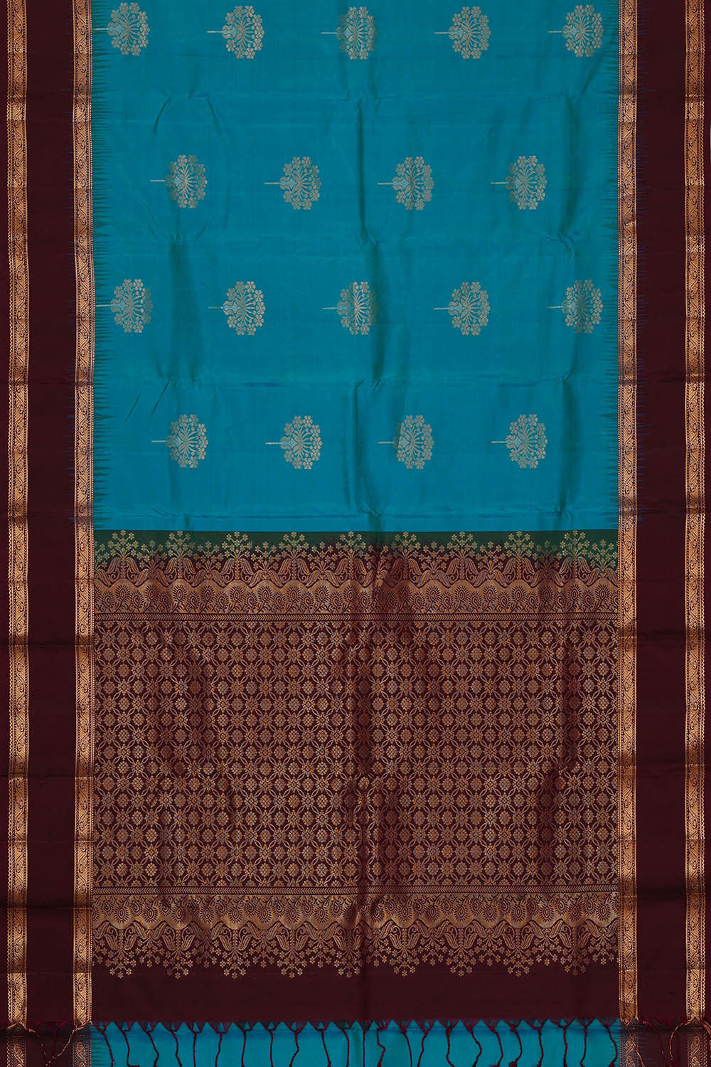 Kanchipattu Sky Blue Brocade Saree