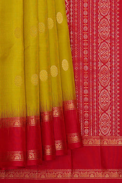 Image of Kanchipattu Yellowish Green Brocade Saree