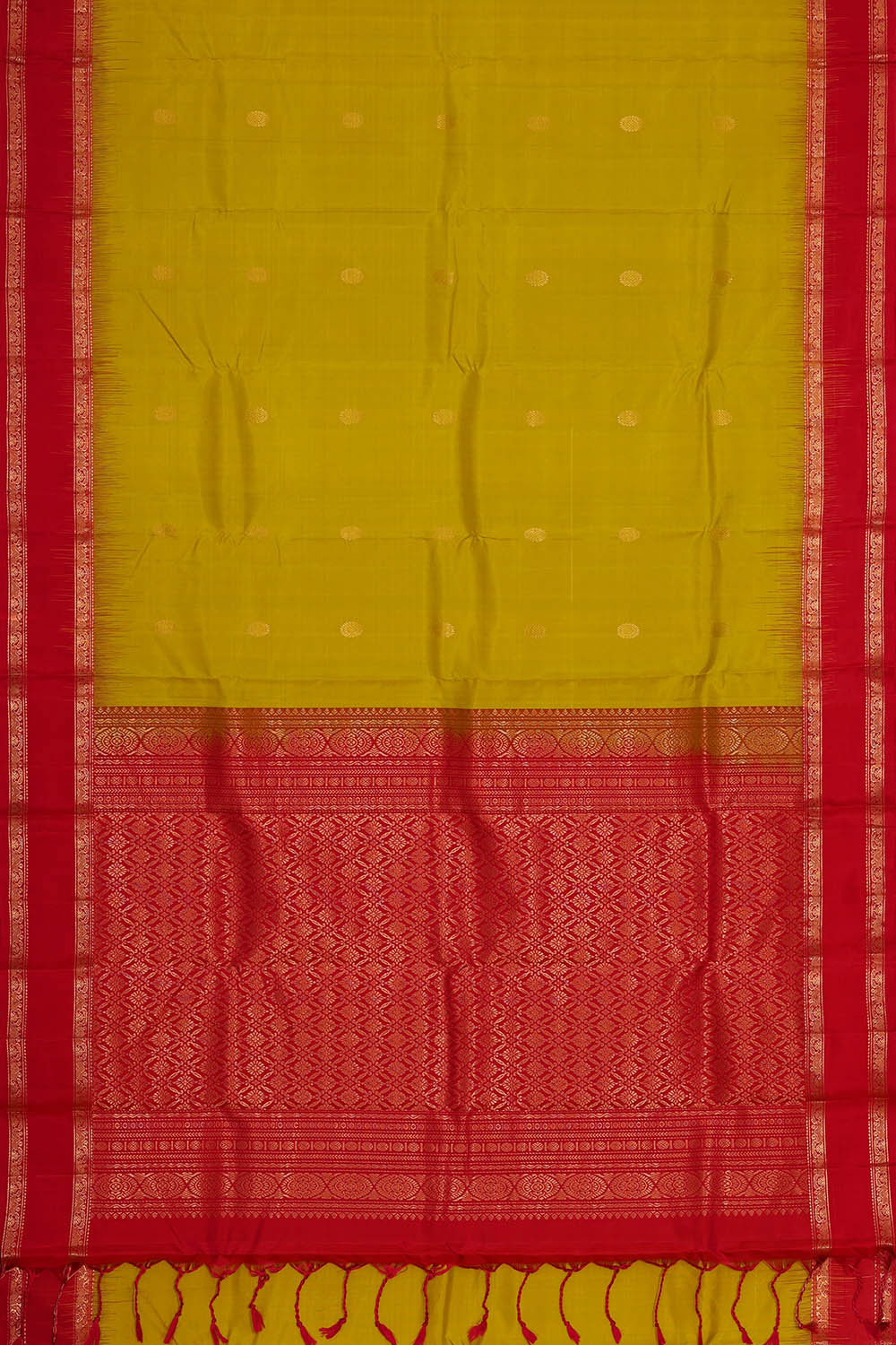 Kanchipattu Yellowish Green Brocade Saree