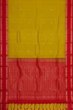 Image of Kanchipattu Yellowish Green Brocade Saree