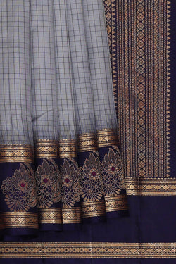 Image of Kanchipattu Grey Brocade Saree