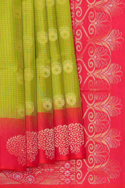 Image of Parrot Green Silk Saree