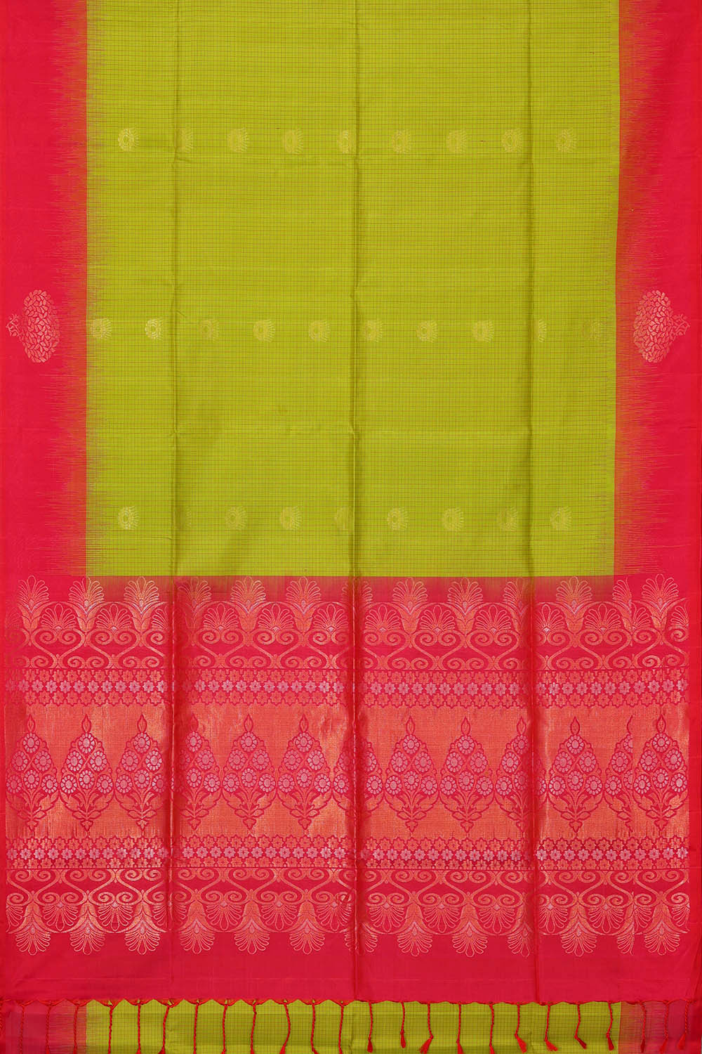 Image of Parrot Green Silk Saree