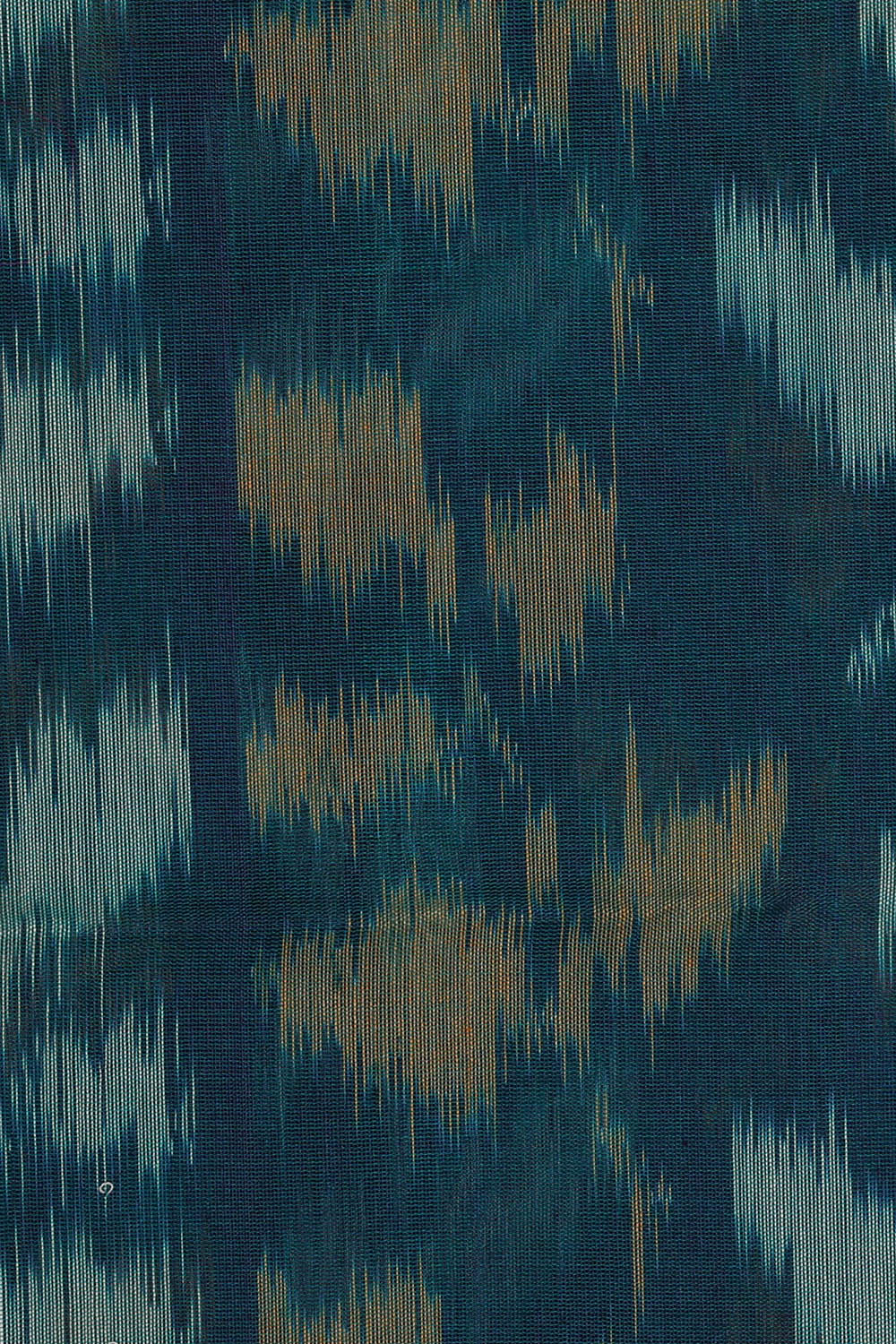 Image of Ikat Cotton Silk Blue Saree