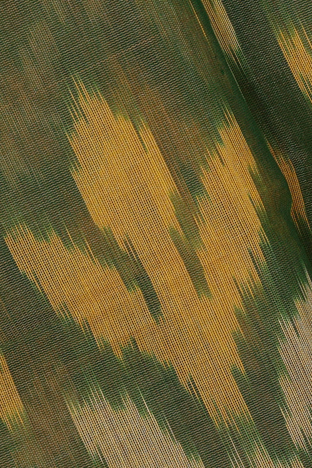 Image of Ikat Cotton Silk Green Saree