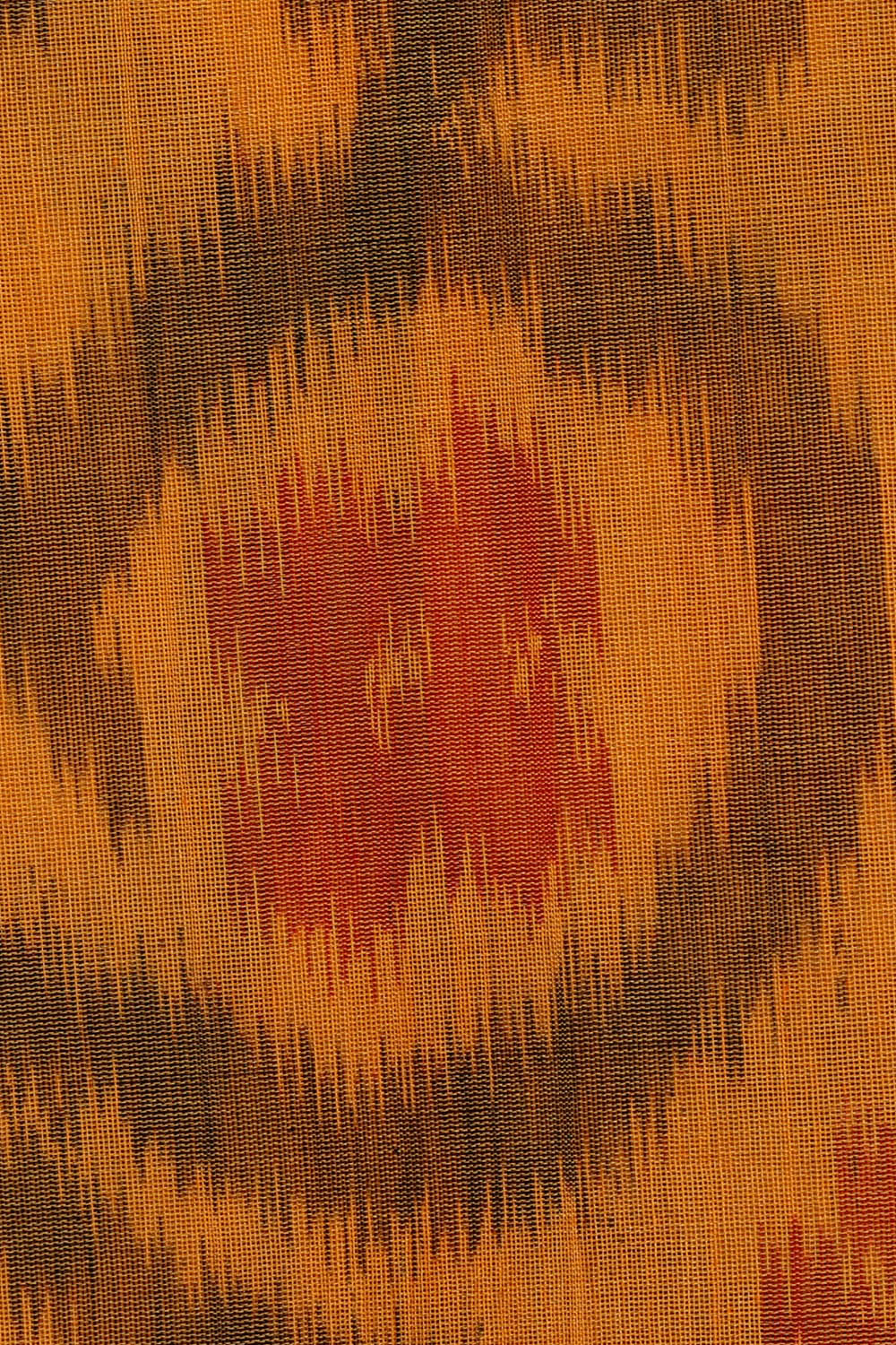 Image of Ikat Cotton Silk Mustard Yellow Saree