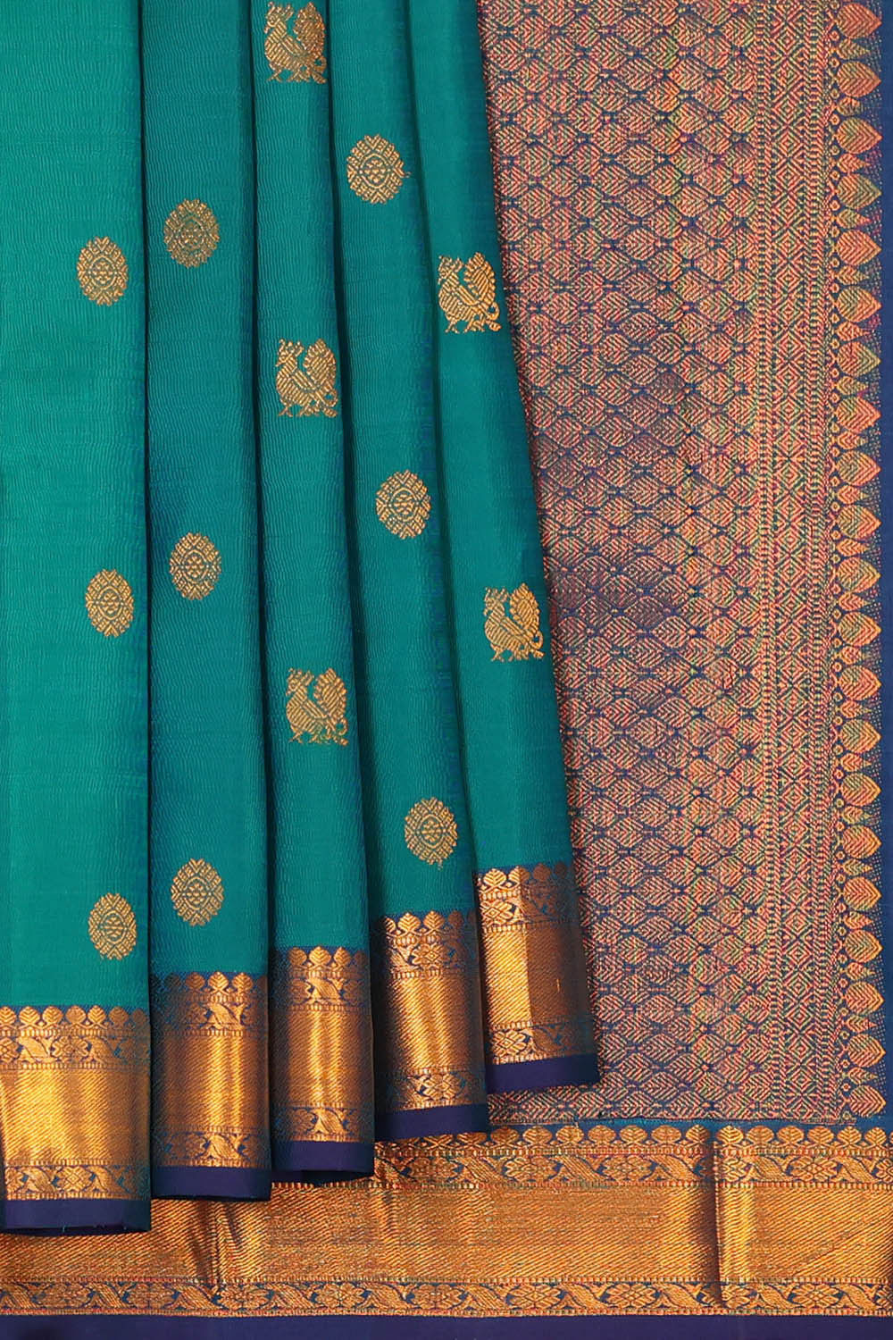 Image of Arani Silk Peacock Blue Saree