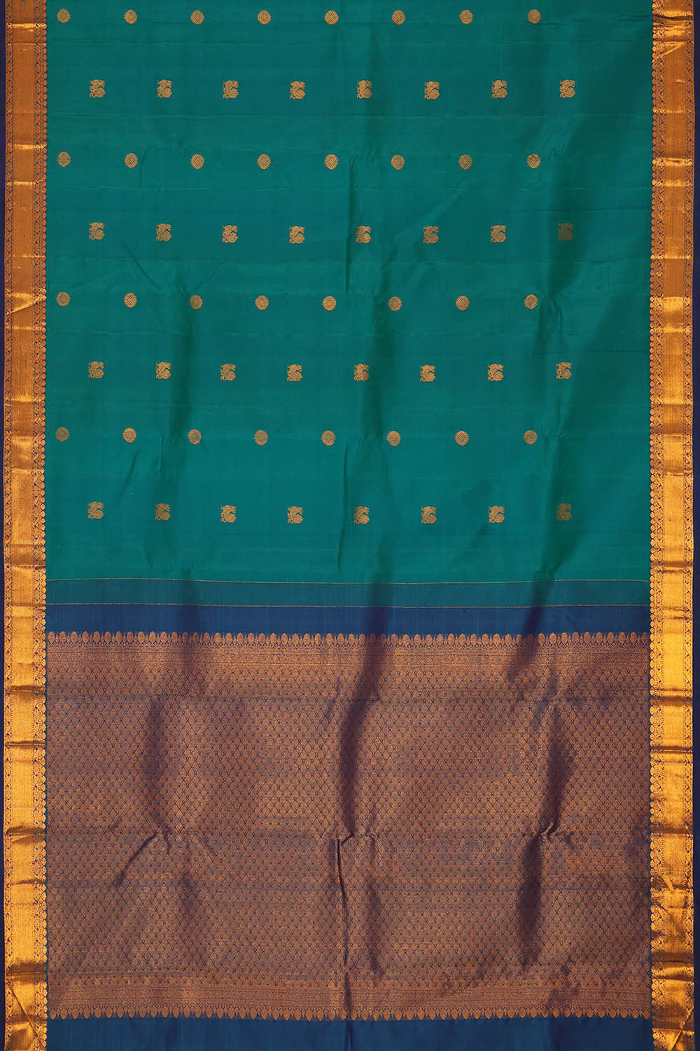 Image of Arani Silk Peacock Blue Saree