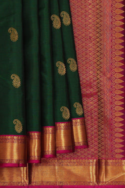 Image of Arani Silk Bottle Green Saree