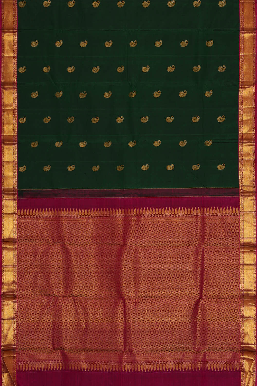 Arani Silk Bottle Green Saree