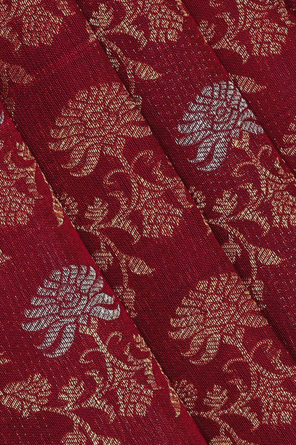 Image of Kanchipattu Dark Red Brocade Saree