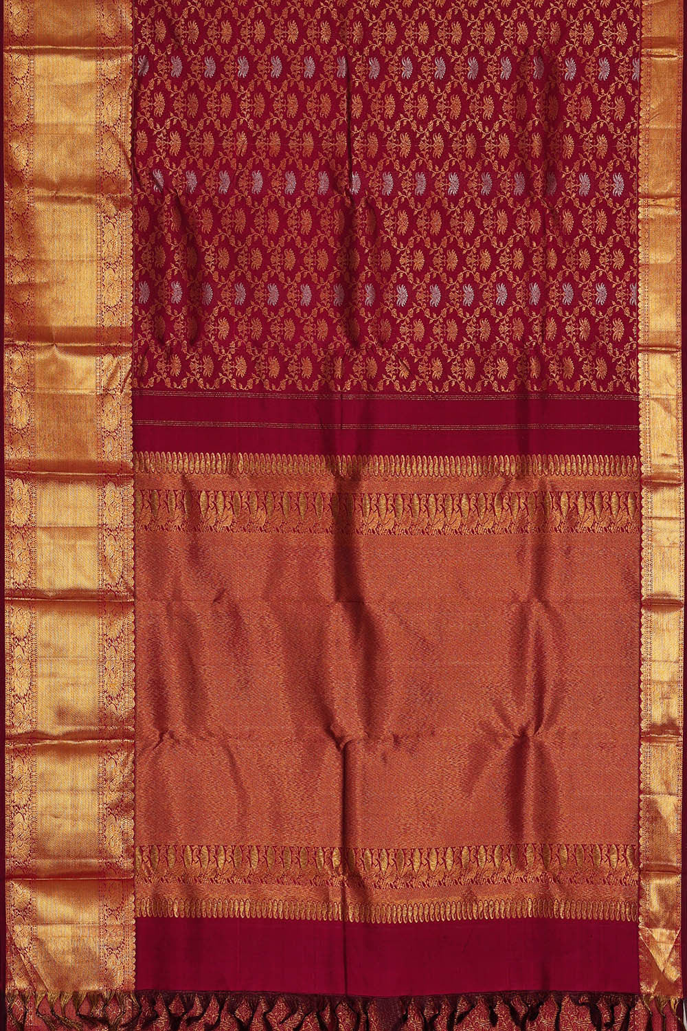 Image of Kanchipattu Dark Red Brocade Saree