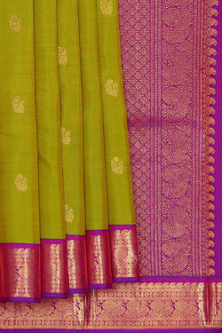 Image of Arani Silk Parrot Green Saree