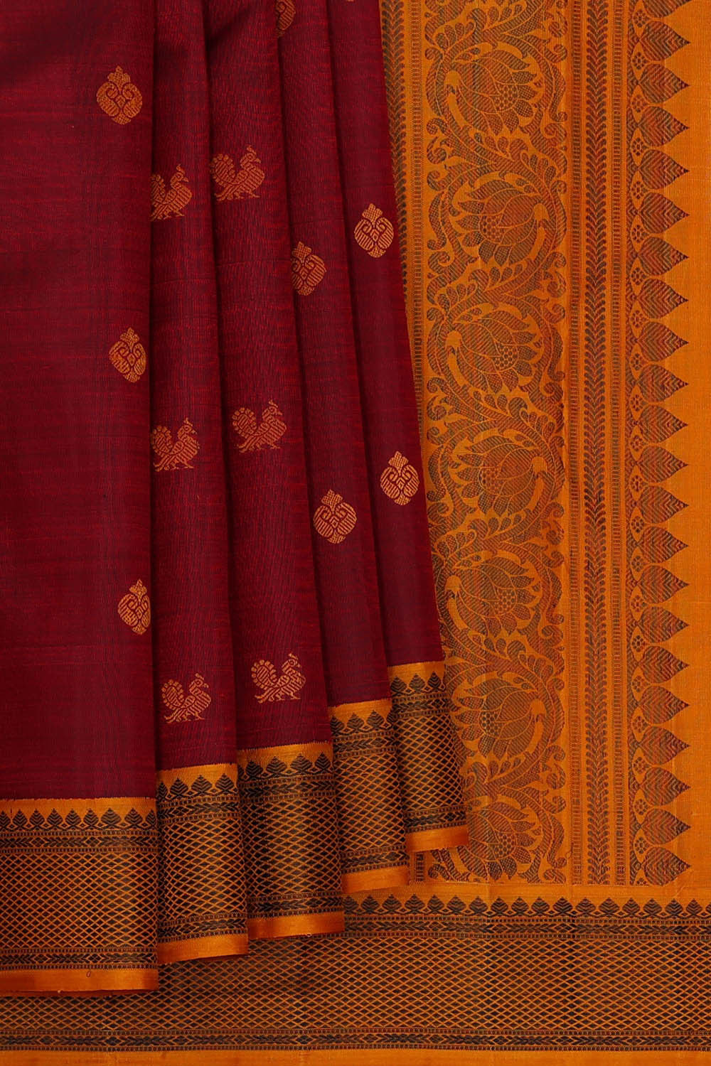Image of Arani Silk Maroon Saree