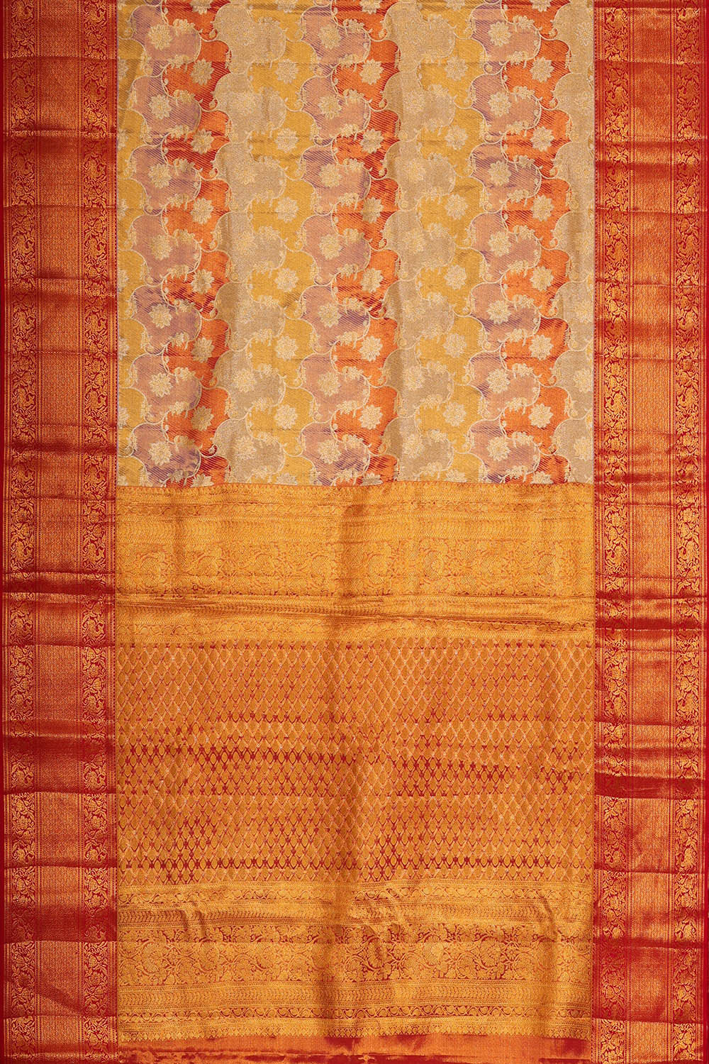 Kanchipattu Multicolour Tissue Brocade Saree