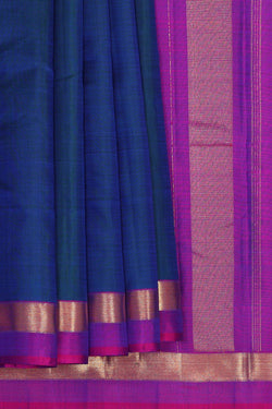 Image of Arani Silk Peacock Blue Saree
