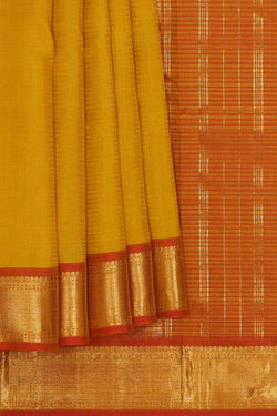 Image of Arani Silk Mustard Yellow Saree