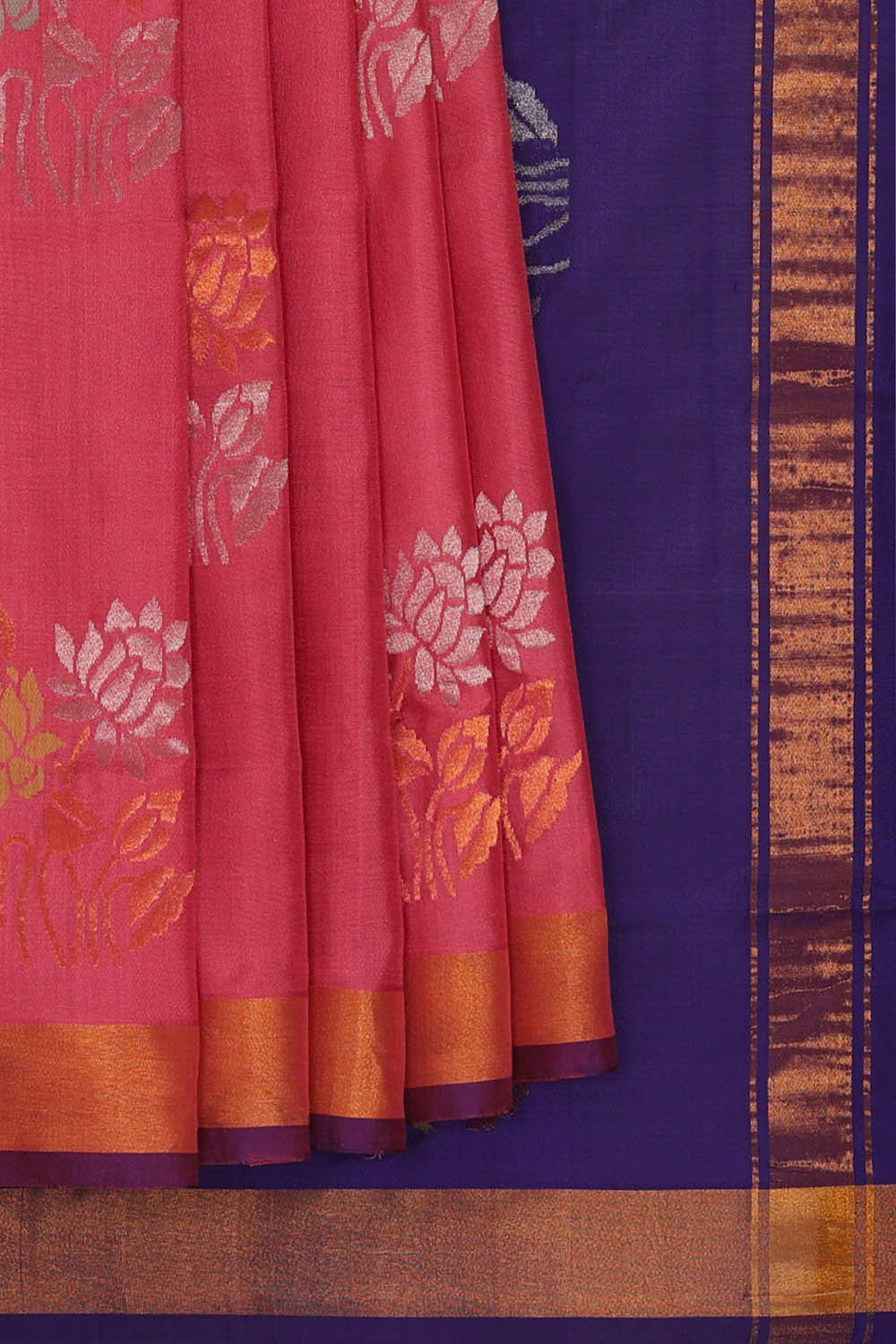 Image of Uppada Silk Peach Pink Saree