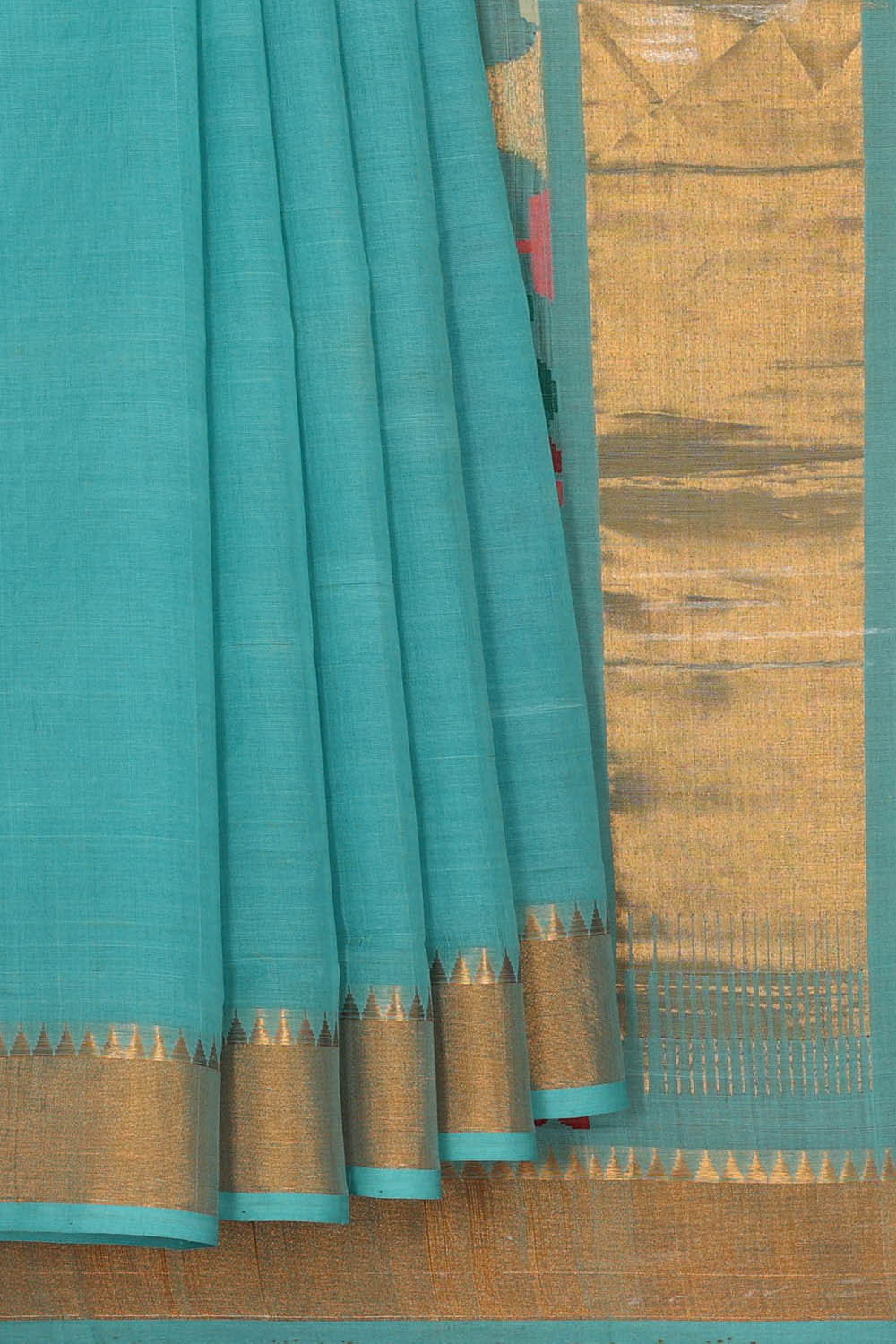 Image of Ponduru Cotton Sky Blue Saree