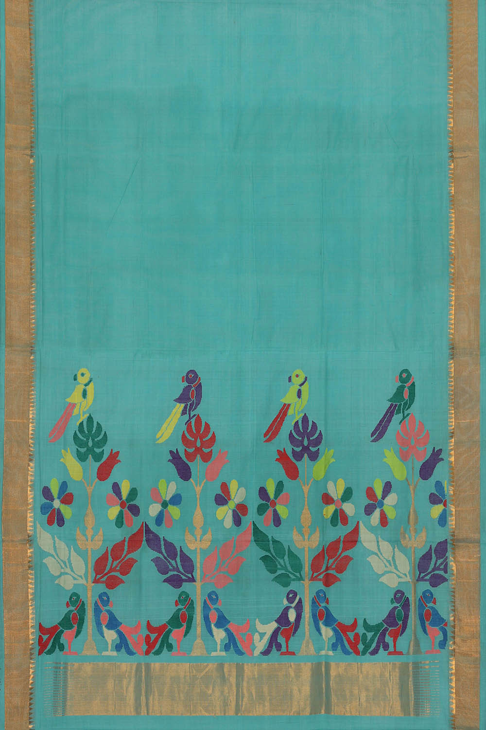 Image of Ponduru Cotton Sky Blue Saree