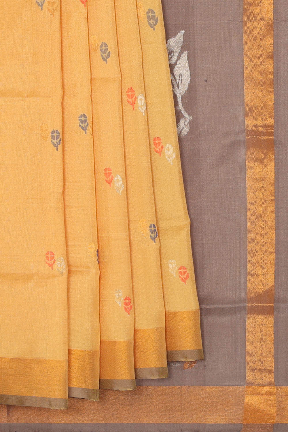 Image of Uppada Silk Cream Yellow Saree