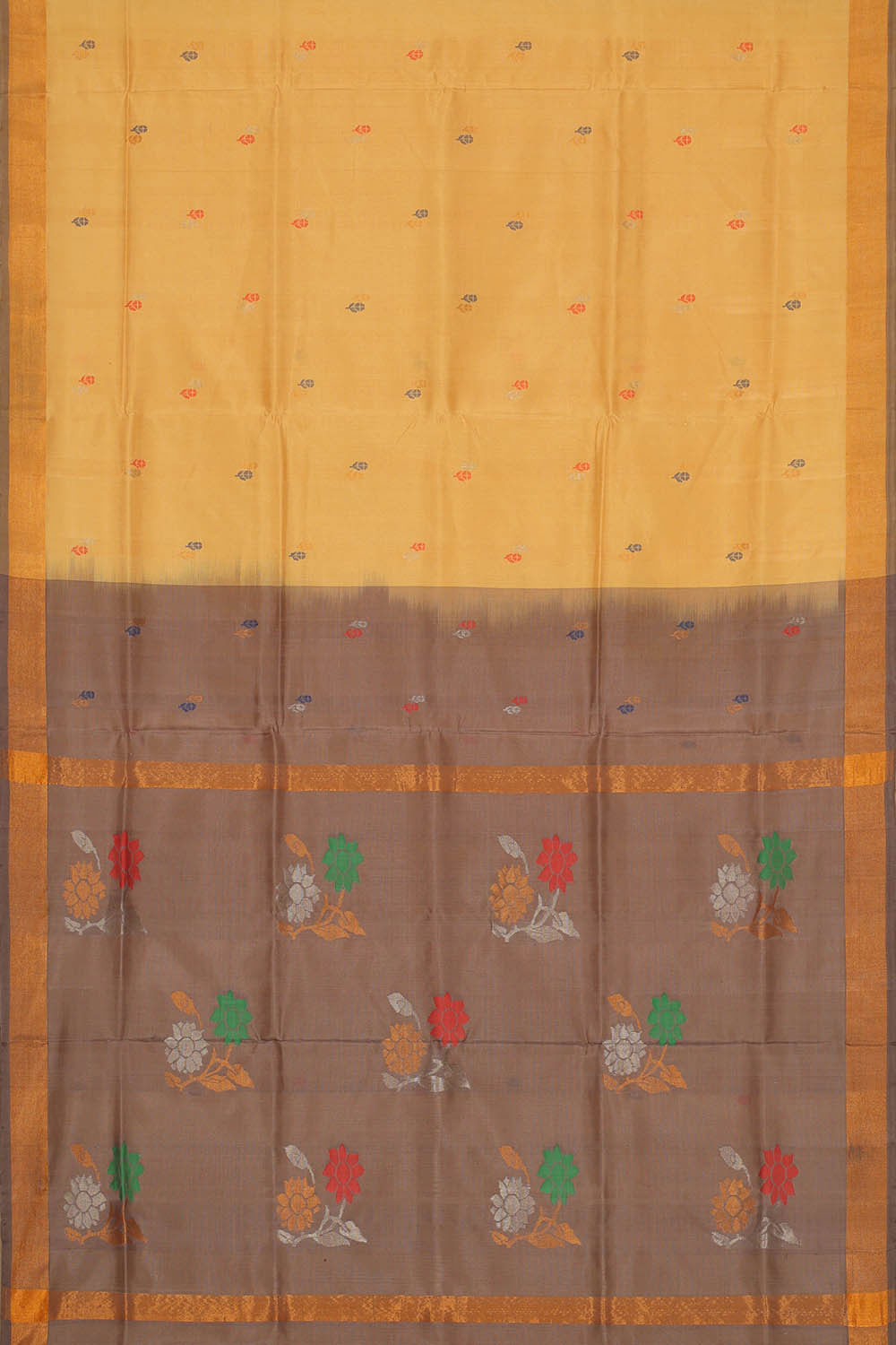 Image of Uppada Silk Cream Yellow Saree
