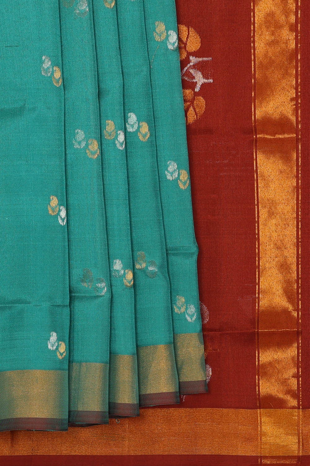 Image of Uppada Silk Turquoise Blue Saree