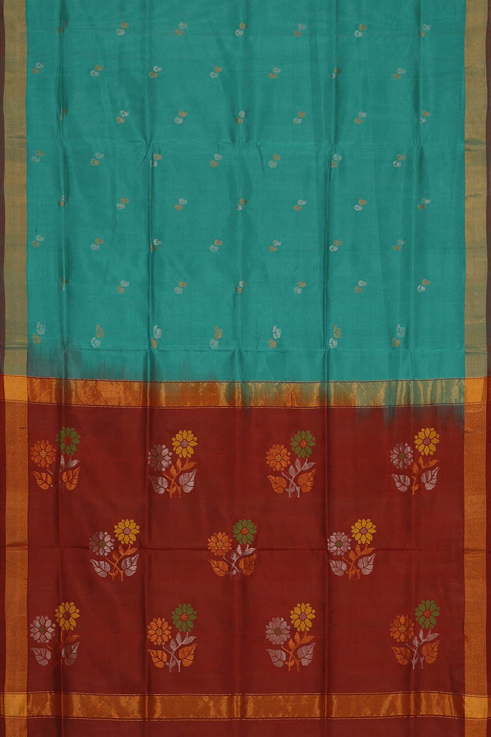 Image of Uppada Silk Turquoise Blue Saree