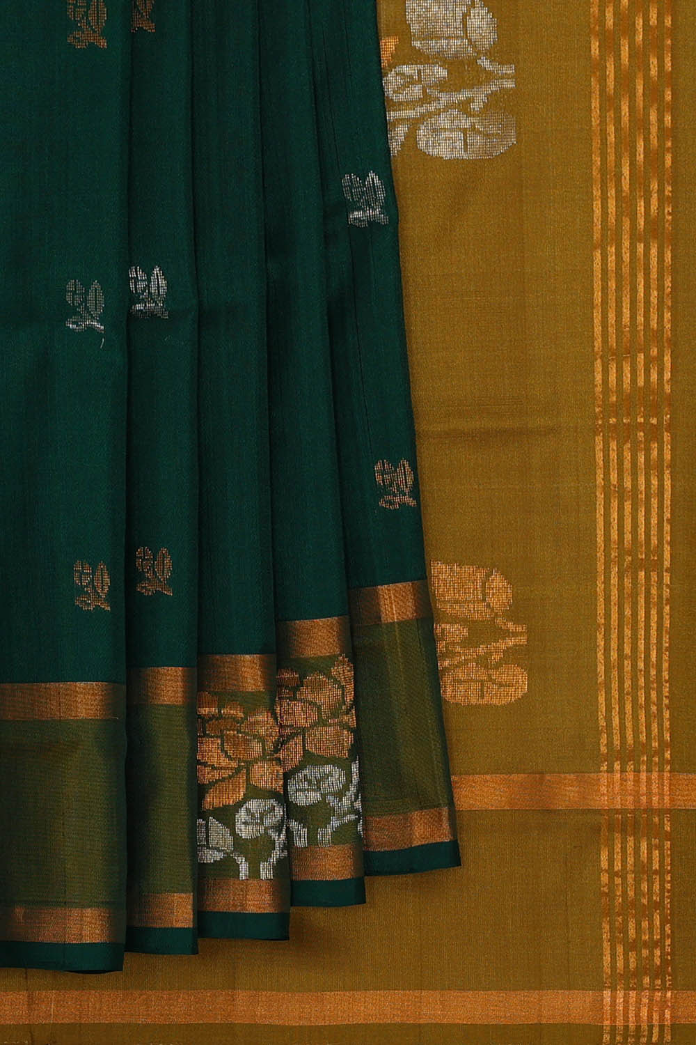 Image of Uppada Silk Bottle Green Saree