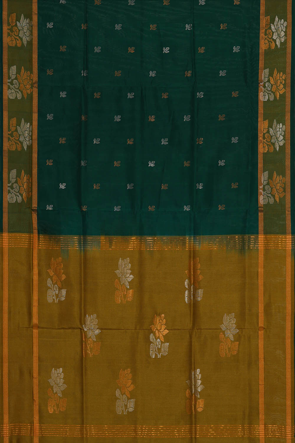 Image of Uppada Silk Bottle Green Saree