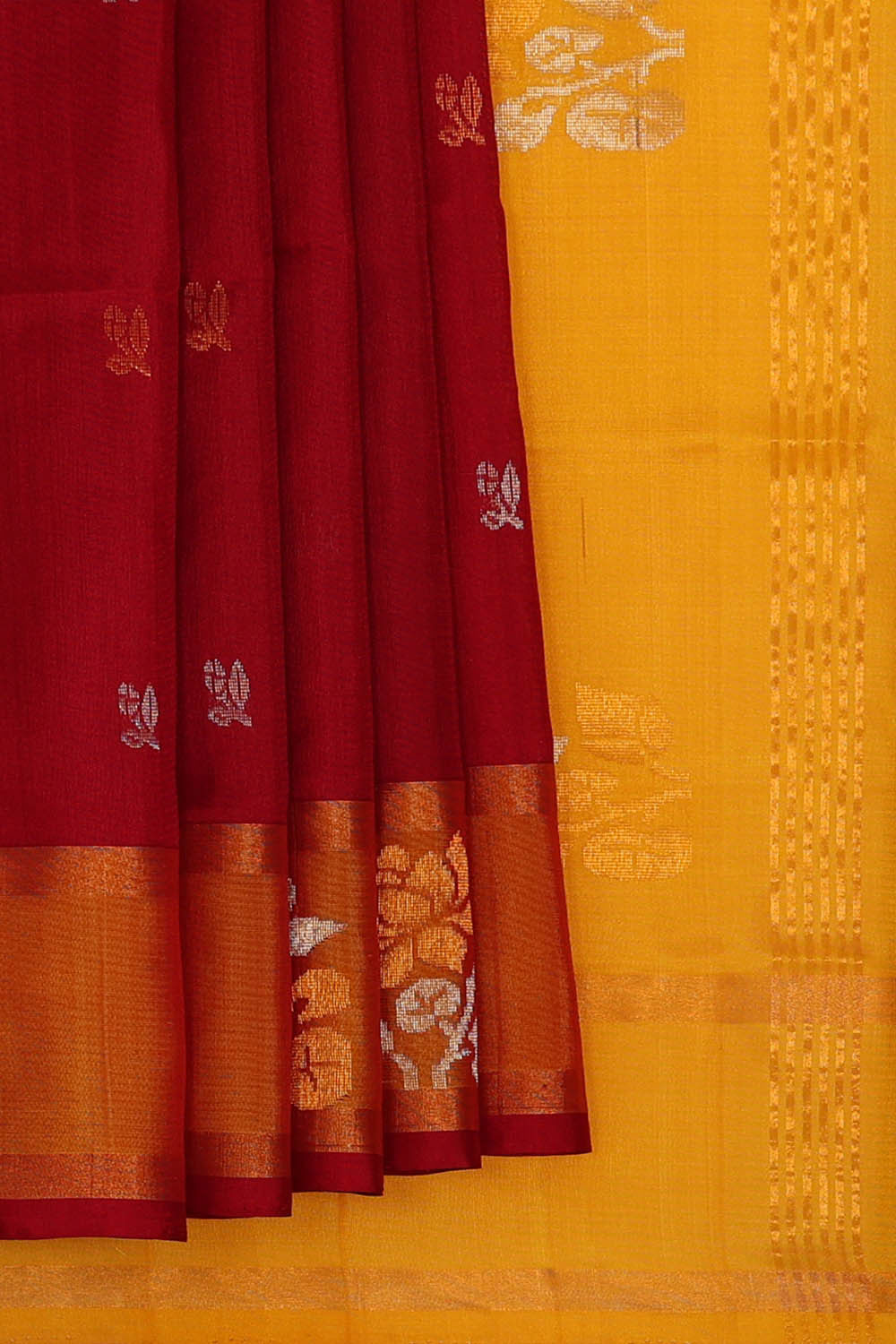 Image of Uppada Silk Dark Red Saree
