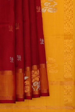 Image of Uppada Silk Dark Red Saree