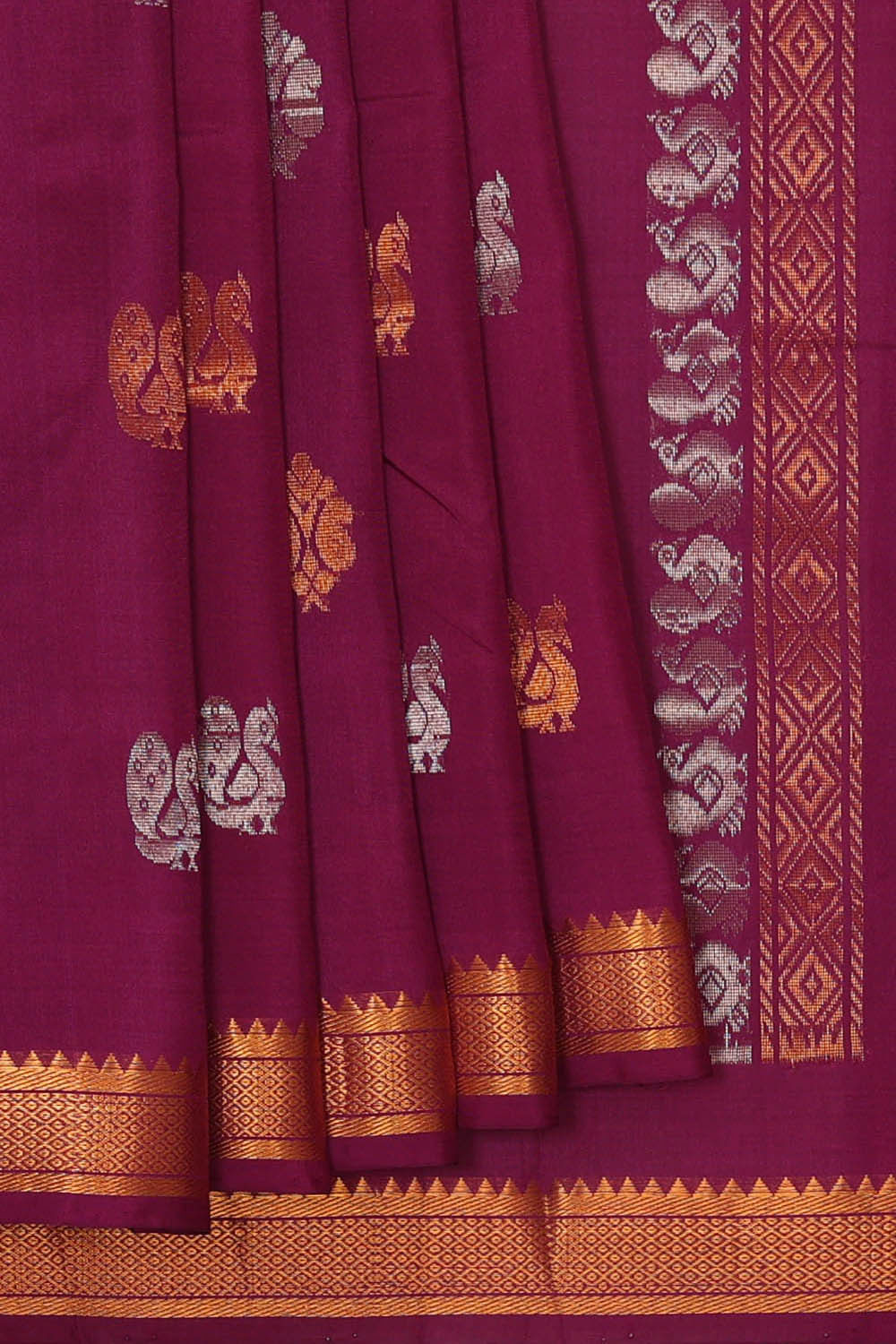 Image of Uppada Silk Magenta Red Saree