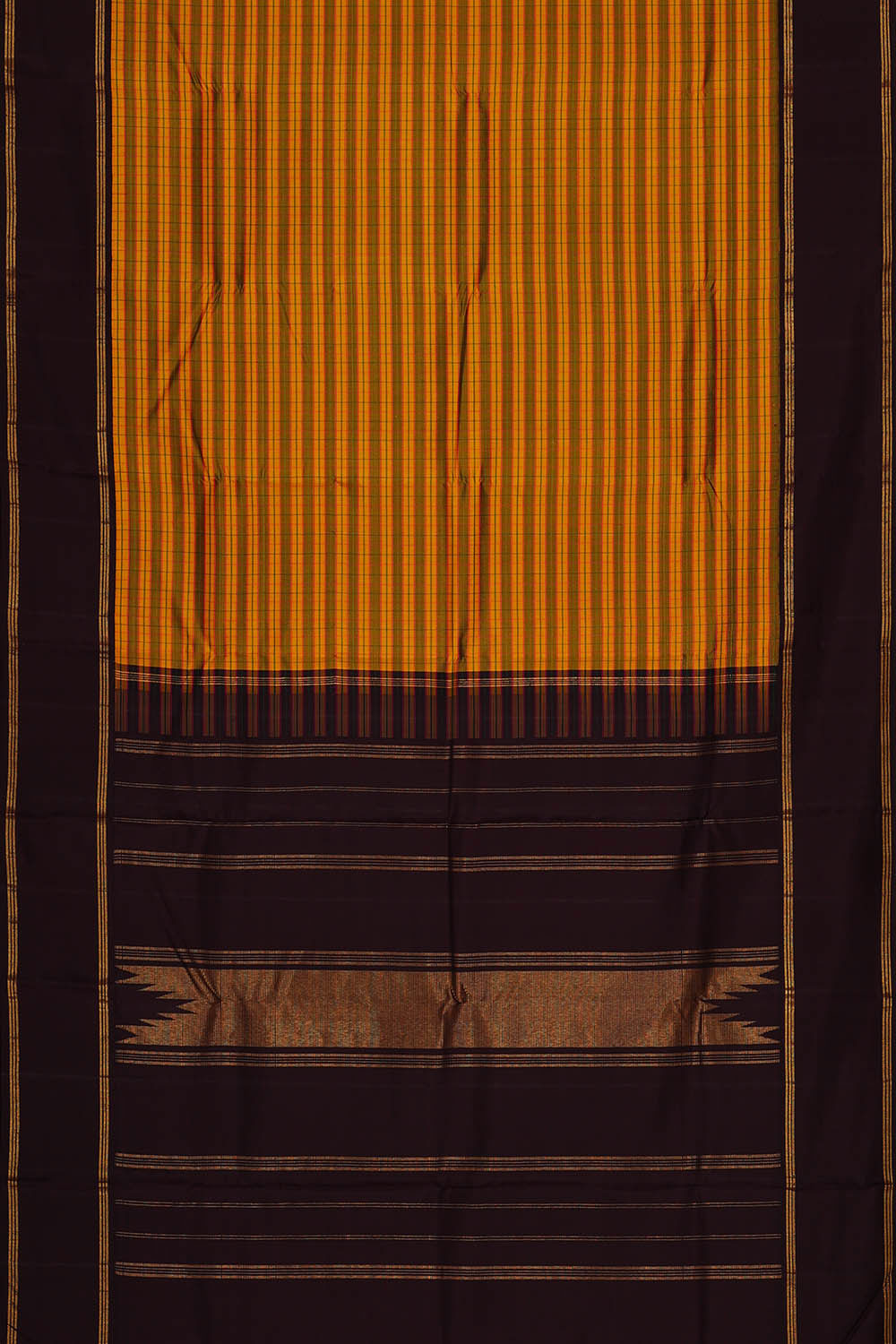 Image of Arani Silk Yellow-Green Saree