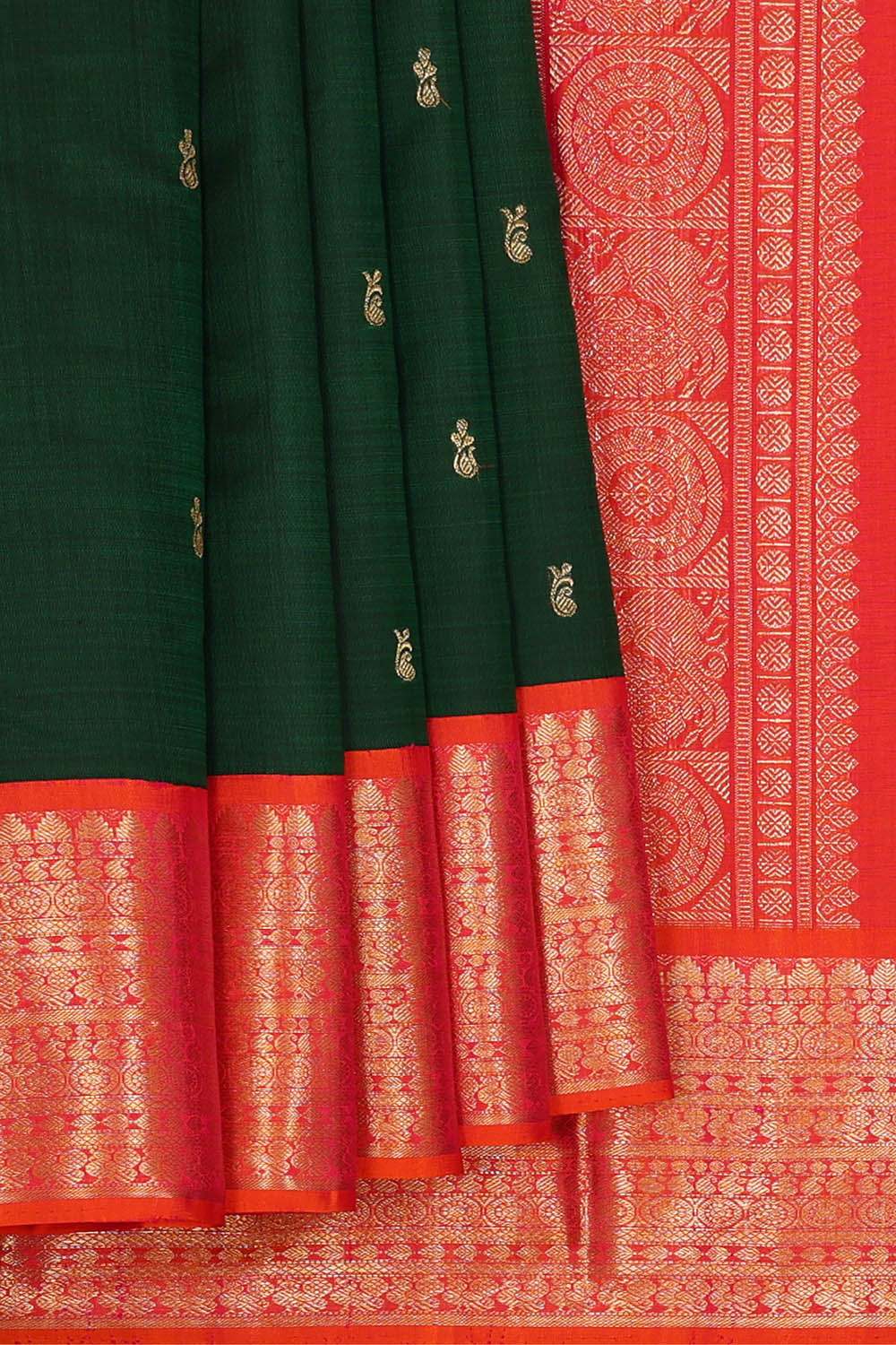 Image of Arani Silk Bottle Green Saree