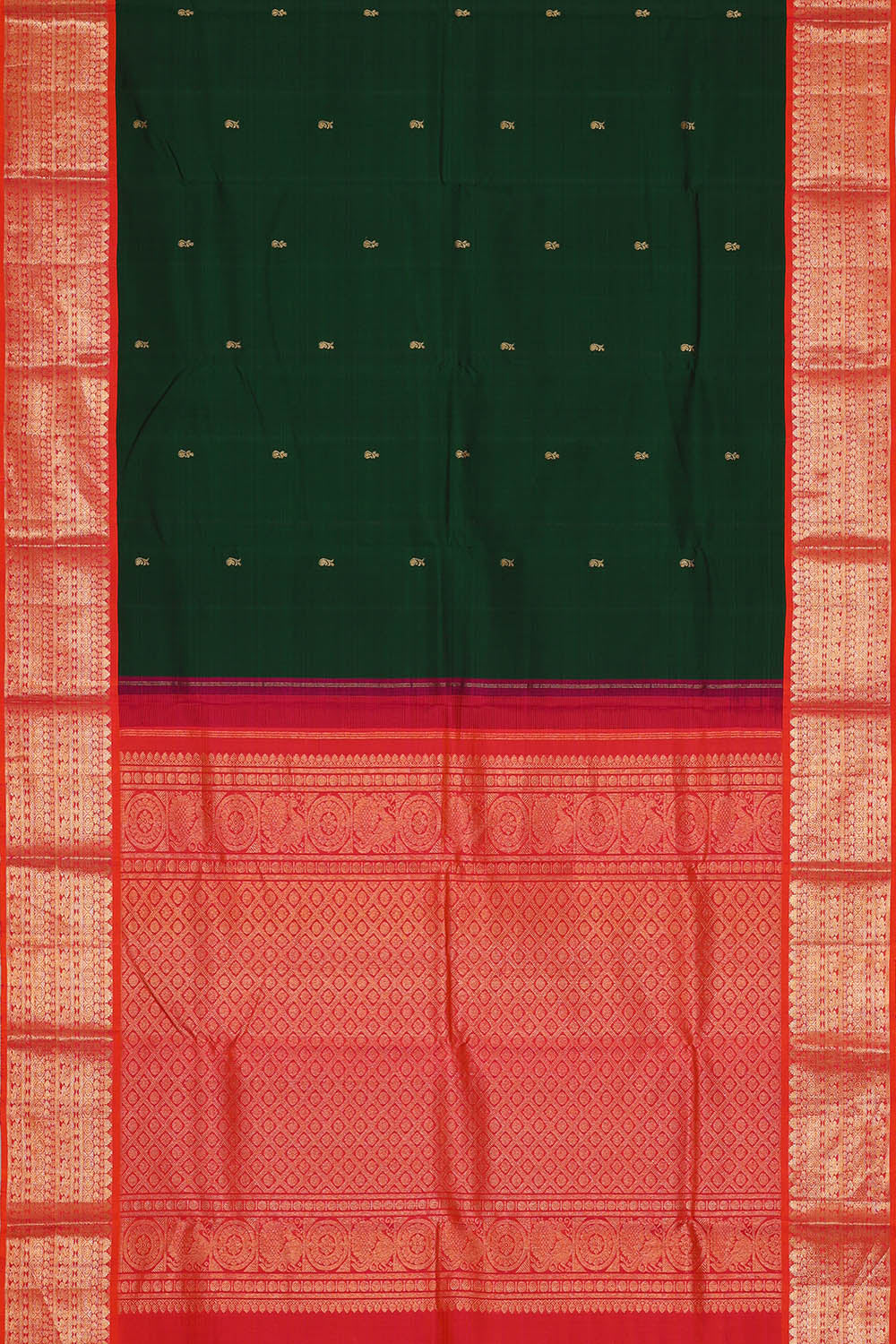 Image of Arani Silk Bottle Green Saree
