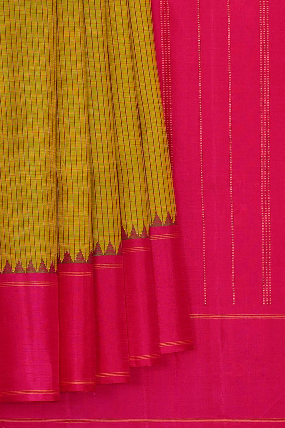 Image of Arani Silk Yellowish Green Saree