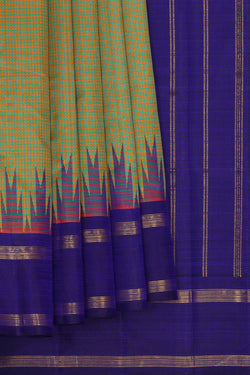 Image of Arani Silk Sea Green-Orange Saree