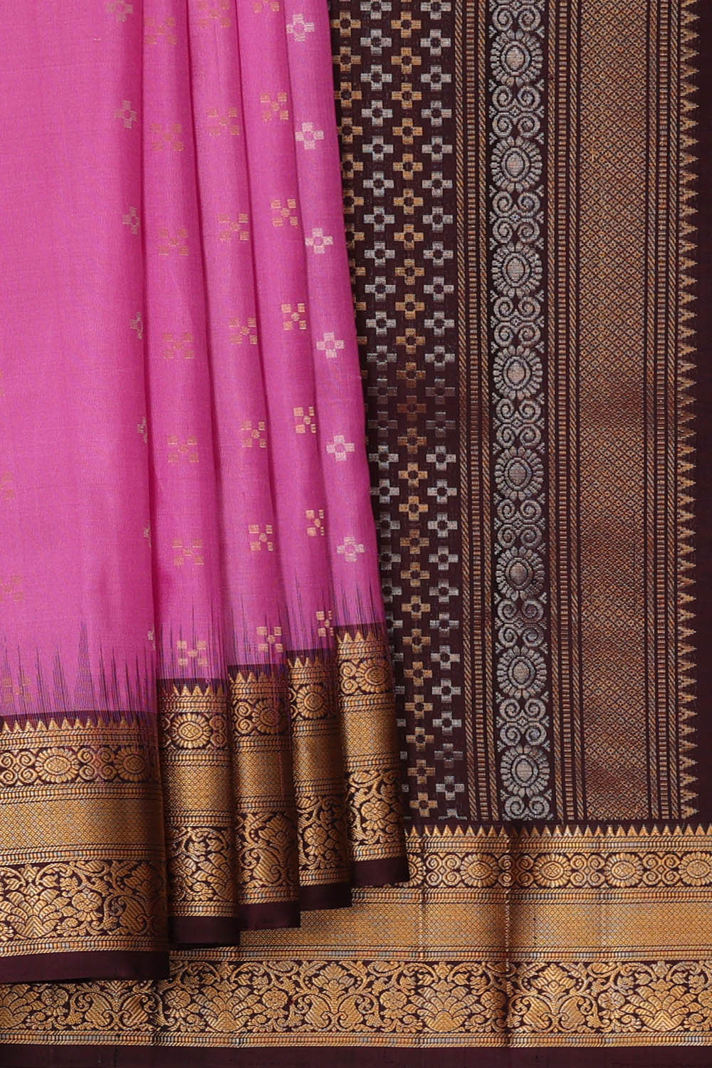 Image of Kanchipattu Pink Brocade Saree