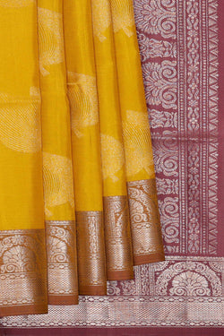 Image of Mustard Yellow Silk Saree